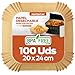 PORTENTUM Papel freidora aire 100 unidades de 20-24 cm Cuadrado. Para Air Fryer, Grado alimenticio con triple certificación BPA free, FDA y LFGB