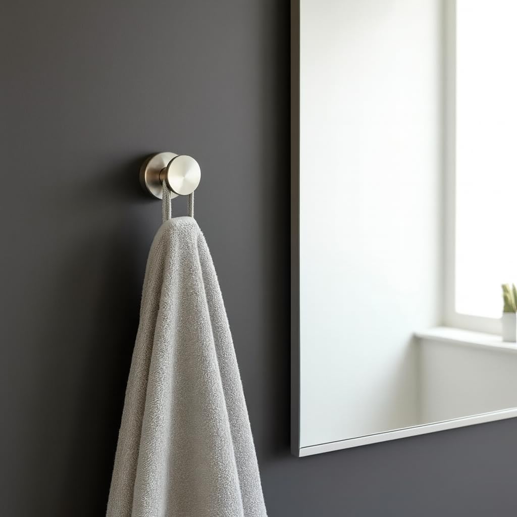 Gancio Accappatoio Bagno in Acciaio Inox AISI 316L Adesivo o con Vite | Gancio Appendiabiti da Parete, Appendino da Muro MVA5