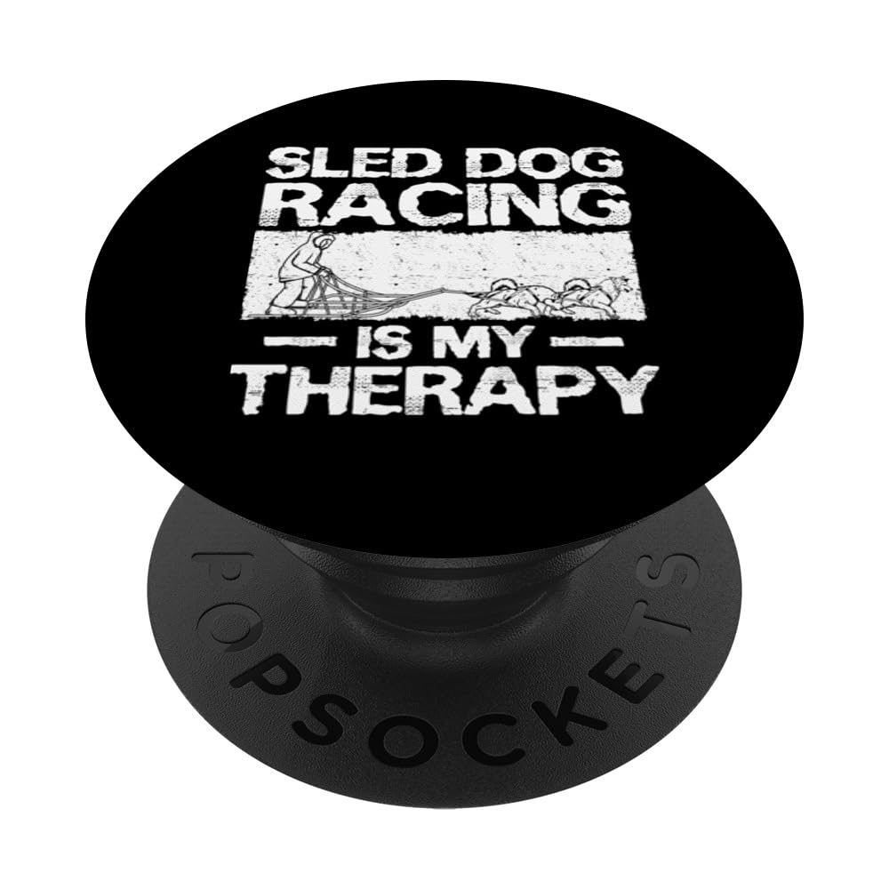 Mushing Sledder Sport Sled Dog Driver Musher Therapy PopSockets Swappable PopGrip, Black
