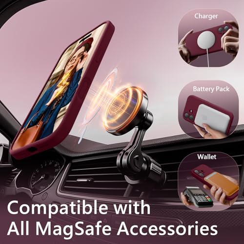 Image of FireNova Magnetic for iPhone 17 Case, Compatible with MagSafe, [Integrated Silicone Camera Control Button] [Camera Protection] Anti-Scratch Microfiber Lining Phone Case, 6.3 inch, Plum