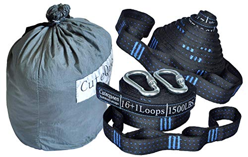 Cutequeen Steel Stand With Hammock And 16+1 Loops Tree Straps Hold Up 600Lbs (Cyan Blue ) #TOP4
