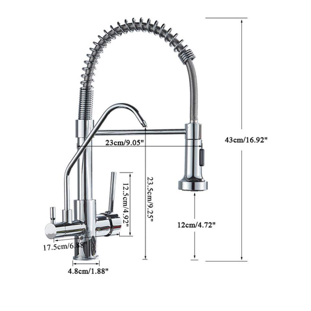 Rubinetti filtro acqua cromati rubinetti cucina Rubinetto miscelatore doppio comando a piano con rotazione Rotazione a 360 gradi Funzione di purificazione dell'acqua Gru