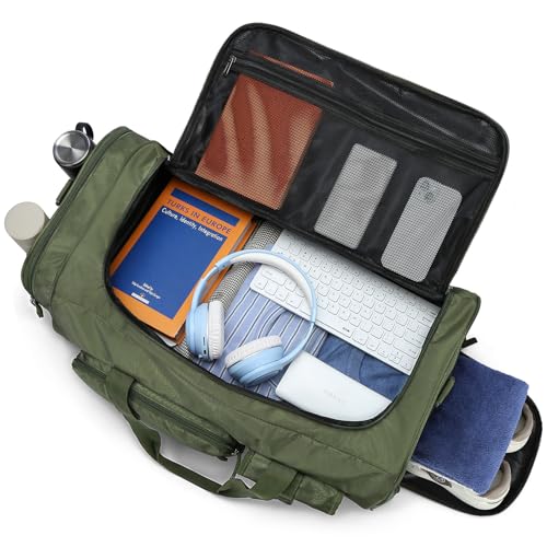 Extra Large Gym Bag Backpack with Shoes Compartment 70L Heavy Duty Sports Duffle for Men & Women Workout Duffel Bag Weekender Overnight Backpack for Travel Camping, Green4