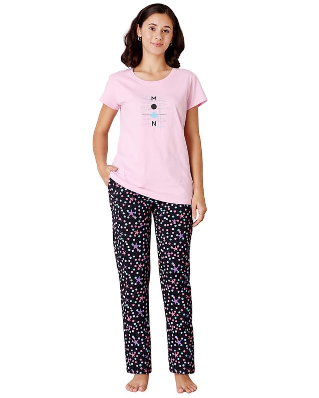 bodycare Women's Cotton Printed T-Shirt and Payjama Set | Soft & Breathable Nightwear | Short Sleeves | Loungewear Co-Ord Set BSLS11074-picture-22