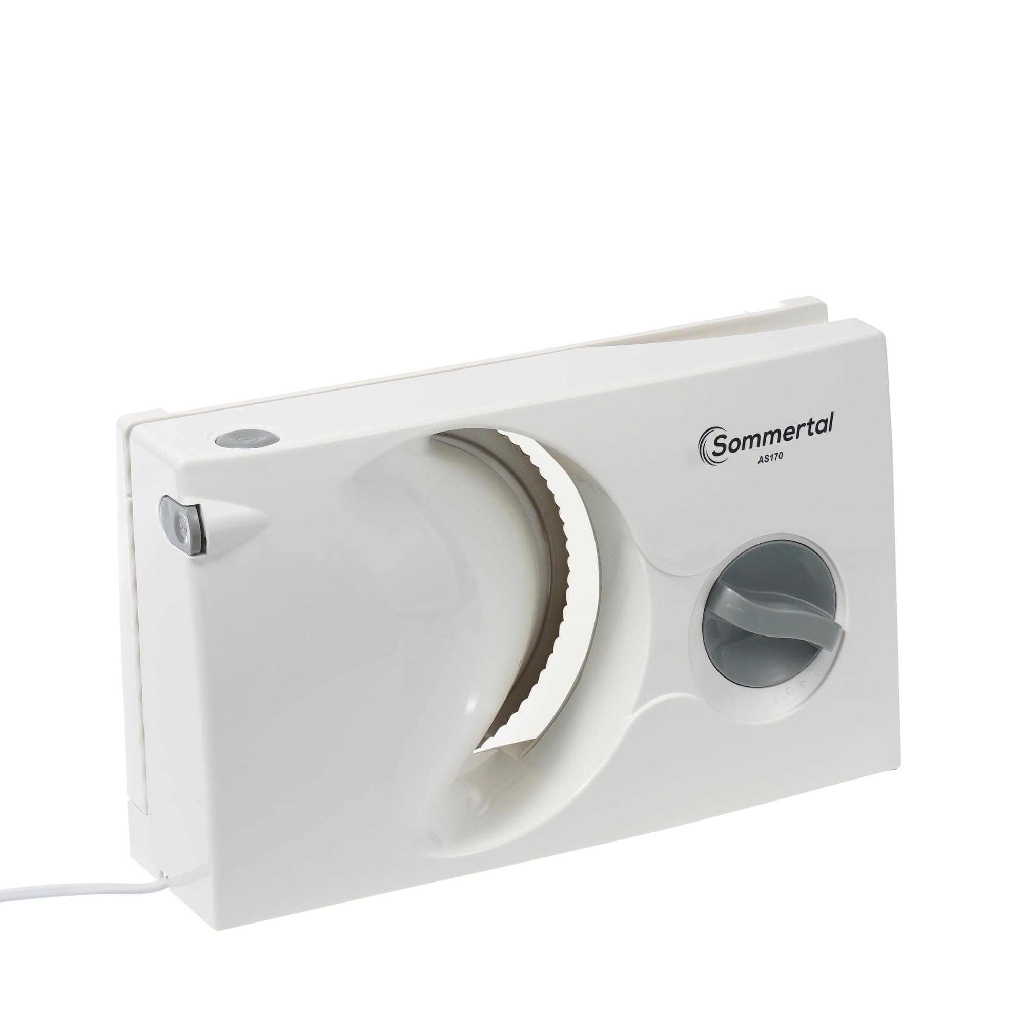Sommertal Allesschneider AS170 150W Edelstahlmesser klappbar elektrische Brotschneidemaschine weiß 0-15mm