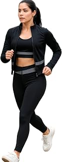 Khwaish Store Women's 3 Piece Gymwear Workout Set, Sports Bra & High Waist Stretchable Tight Legging With Sports Yoga Full... Price In India