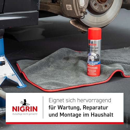 NIGRIN Lot de 2 bombes de nettoyant pour freins et pièces de moteur - Grande capacité 500 ml pour amateurs de voitures