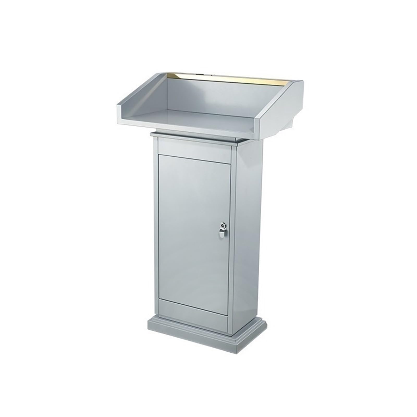 FZL02068LM Speaker Host Podium Metal Lectern Hotel Reception Desk Registration Pulpit(Silver)