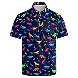 Golf Shirts for Men - Dinosaur Mens Polo Shirts Dry Fit Moisture Wicking, Breathable Casual Short Sleeve Polo Shirt