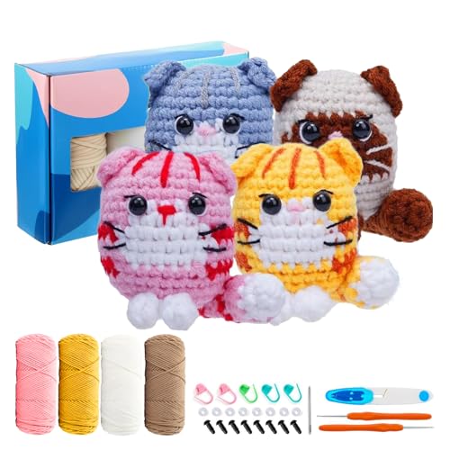 Kit de crochet pour débutants animaux chats tricot avec tutoriel étape par étape
