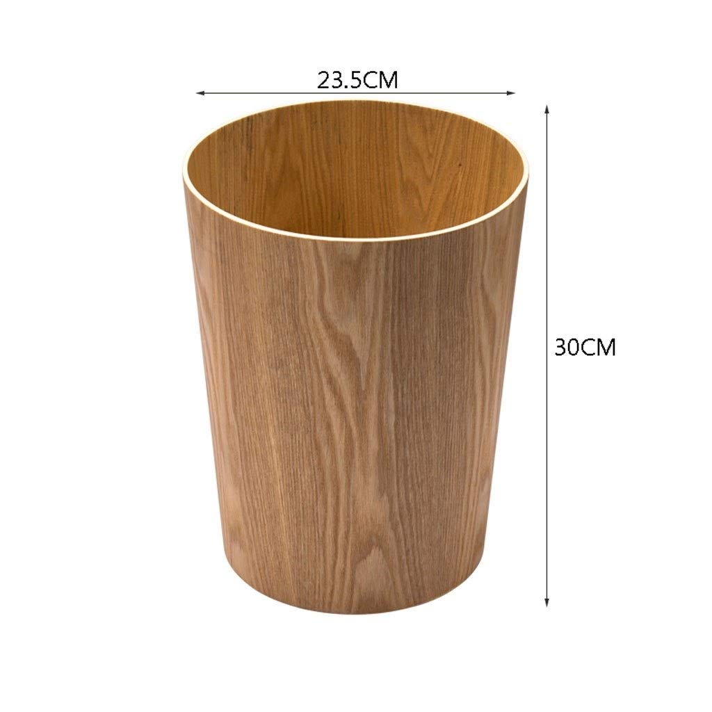 Mülleimer Kreativer hölzerner Papierkorb, runder Abfalleimer, Badezimmer, Schlafzimmer, Büro, natürliche Holzmaserung Abfalleimer/Kosmetikeimer (Color : Brown-2)