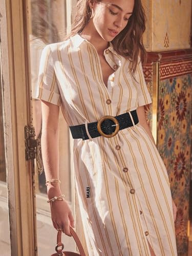 2 Pack Straw Woven Elastic Stretch Waist Belts for Women3