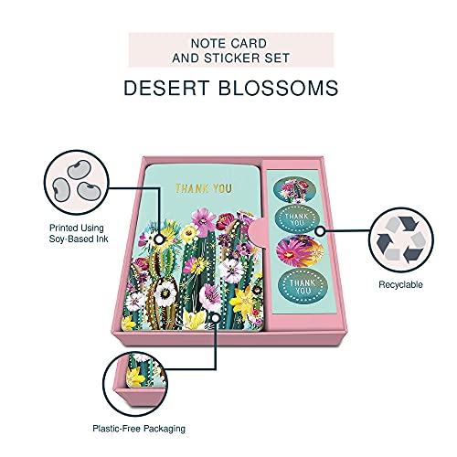 Image of Note Card & Sticker Set by Studio Oh! - Desert Blossoms Thank You - Set of 12-3.5 inch x 5.25 inch Blank Cards with Envelopes and Stickers - Includes 3 Cards Each of 4 Designs