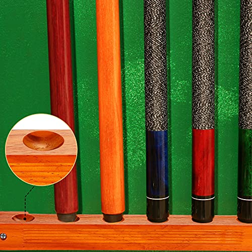 Skylety 2 Pieces Pool Cue Rack Billiard Wooden Cue Holder, Wall Mounted