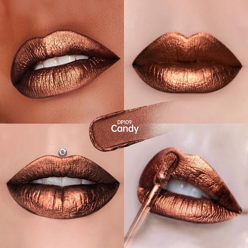 Image of Dark Brown Lipsticks for Women Metallic Glitter Long Lasting Lipstick