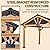 INTER HUT 11x13 Hardtop Gazebo, Galvanized Steel Gable Roof with Cedar Wood Frame Outdoor Pavilion for Patio, Garden, Deck and Lawn, Natural Wood/Black