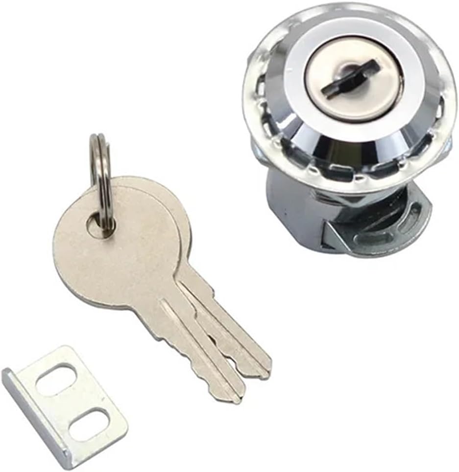 Spring Lock Cylindrical Telescopic Electric Control Cabinet Light Box Button Plum Blossom 1Pcs(Chromium with Lock)