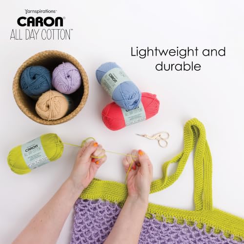 Image of Caron All Day Cotton Yarn for Crocheting, Royal, 3-Pack