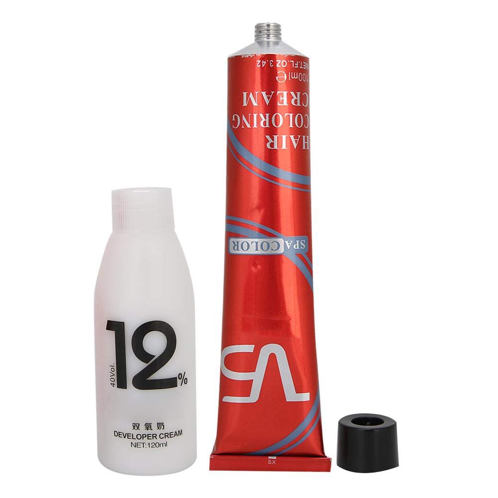 Mild No Harm Hair Dyeing Cream, Professional Hair Dye, 100ml+120ml Barber Shop Hair Dyestuff Curly Hair for Straight Hair(Jinhong)