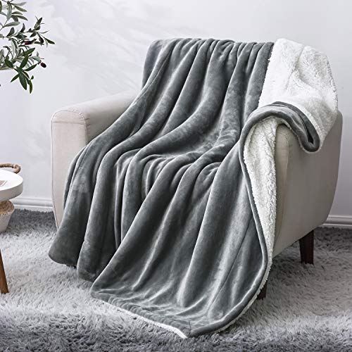 BEDELITE Sherpa Fleece Blanket Twin Size, Grey Throw Blankets for Couch & Bed, Super Soft Plush Microfiber Fuzzy Blanket, Velvet Plush/Wool Like Warm Blankets for Winter