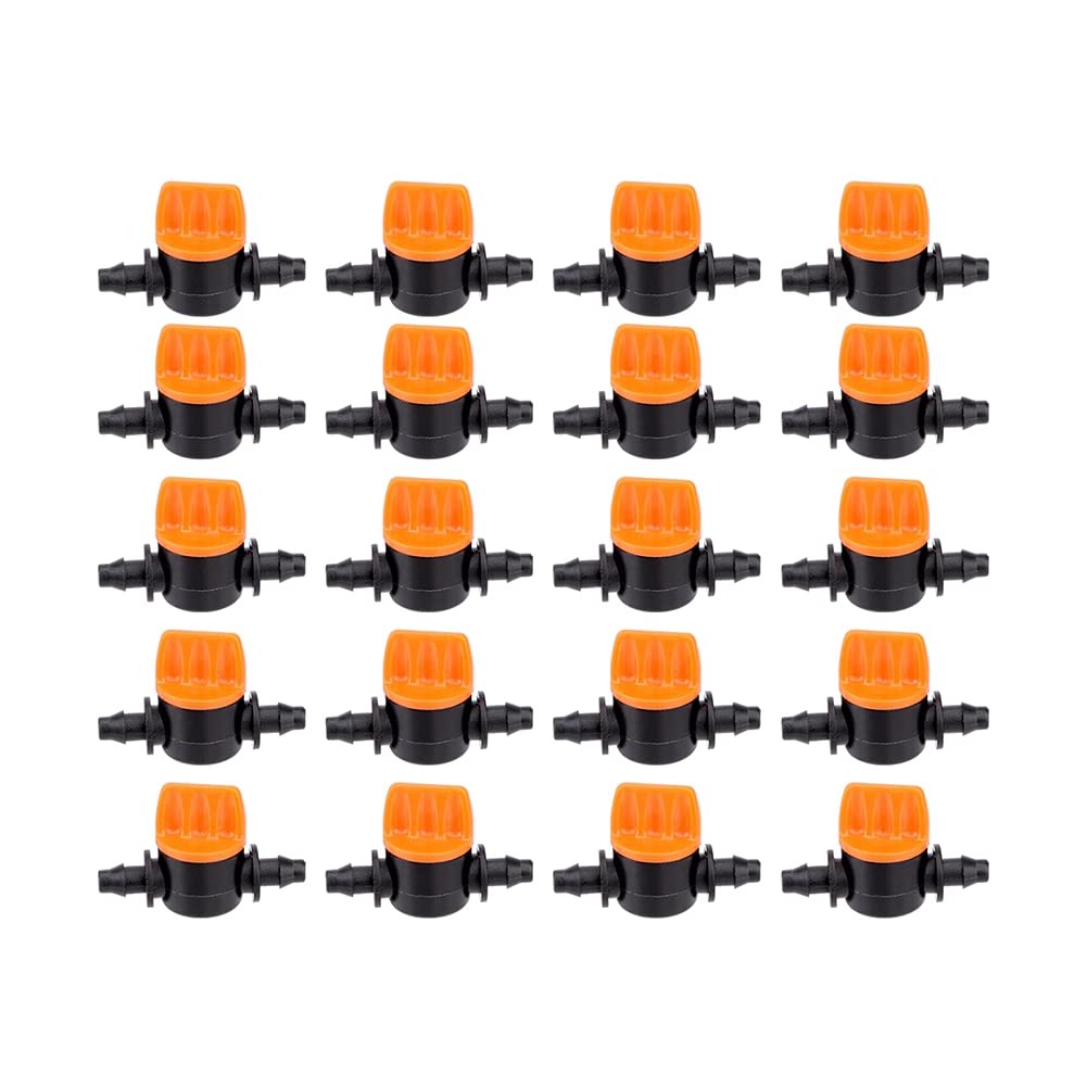 Ctrlzs 50Pcs 1/4Inch Pipe Mini Valve 4/7Mm Hose Controller Barbed Adapter Agriculture Drip Irrigation Watering System Fitting
