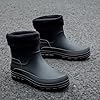 SRTUMEY Size 8 Men Ankle Wellies, Men's Waterproof Ankle Wellies Chelsea Bootie Mens Fleece Fur Lined Rain Boots Anti-Slip Wellington for Men's Ankle Rain Shoes Outdoor Work Booties Size 6.5 #4