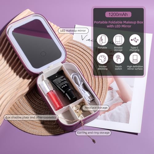 50% Off BS-MALL Travel LED Makeup Mirror Case with Storage