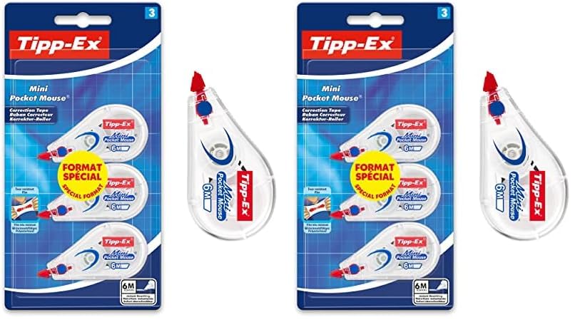 Tipp-Ex Mini Pocket Mouse Rubans Correcteurs 6m x 5 mm, Parfait pour l'Ecole et au Bureau, Blister...