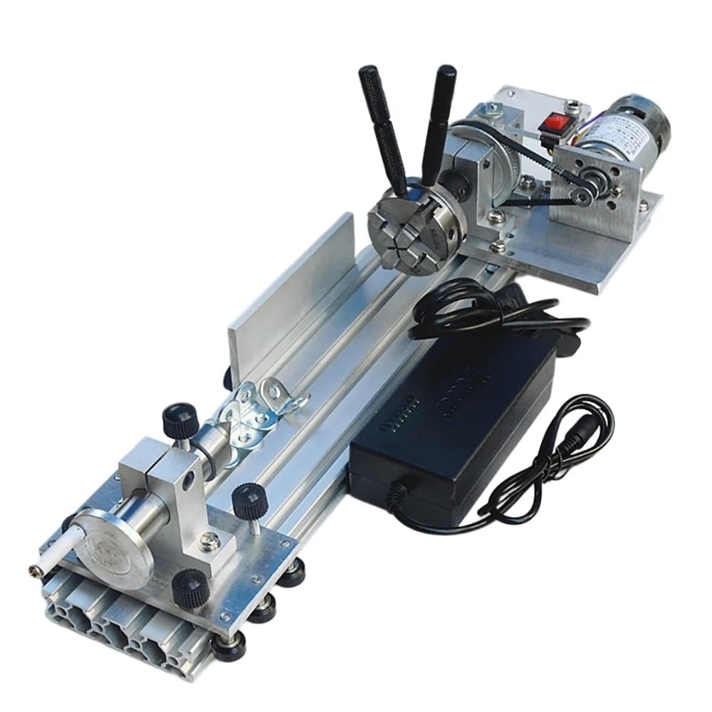Mini Torno de Carpintería de Transmisión, Portabrocas de Cuatro Morzadas de 50 Mm, Torno de Accionamiento Multifunción 1200-2400rpm AC 100-240V