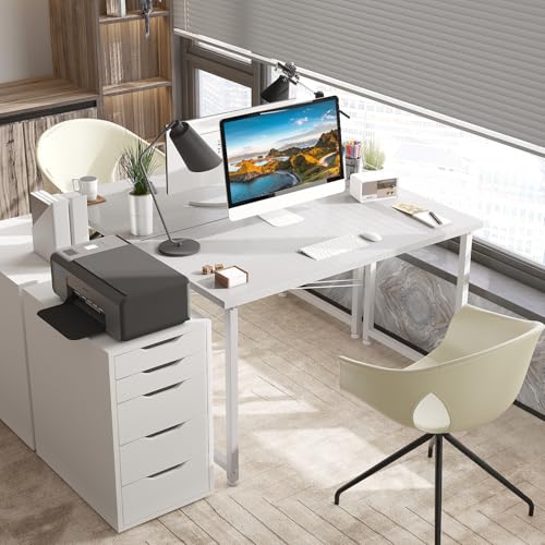 ODK Kleiner Schreibtisch, 100×48cm Computertisch Bürotisch für Arbeitszimmer, Schlafzimmer, Wohnzimmer,Büro, Schreibtisch Klein Modern Holz PC Tisch Officetisch für Home, Office, Weiß