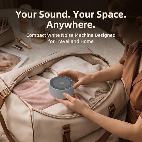 Image of Kipcush White Noise Machine for Baby & Adults, 30 Soothing Sounds, Soft Non-Glare Nursery Lamp, 8 Color Night Lights, Memory Function (Angel V4 Grey, Standard)
