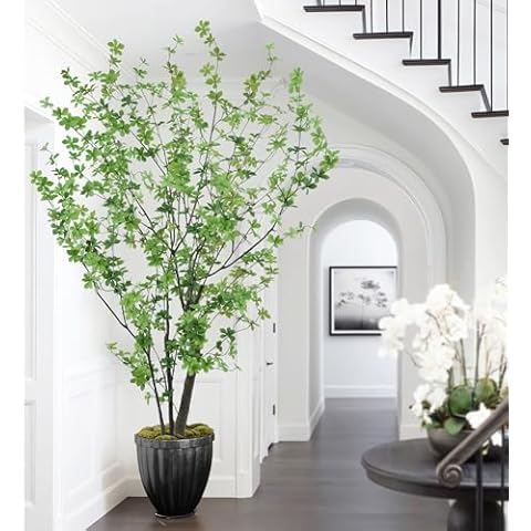 Artificial Enkianthus Tree 8ft Tall Faux Tree with Large Trunks and Realistic Leaves, Fake Enkianthus Tree Floor Potted Artificial plants for Home Office Living Room Indoor Outdoor Decor (8feet,1Pack) Cover