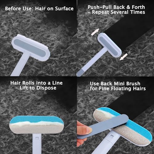 Image of Pet Hair Remover for Furniture, 17.3Inch, Reusable Lint Brush for Dog and Cat Hair - Multifunctional Fur Removal Tool, Gentle on Couches, Carpets, Car Seat, Clothes, Bedding (Pack of 2)