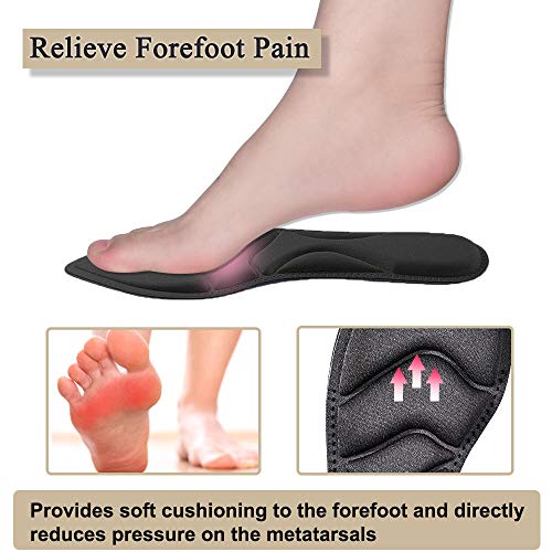 Image of Shoe Insoles Women, Arch Support Insoles Breathable, New Material,5D Sponge Barefoot Comfort Insoles and High Heel Inserts (Black)