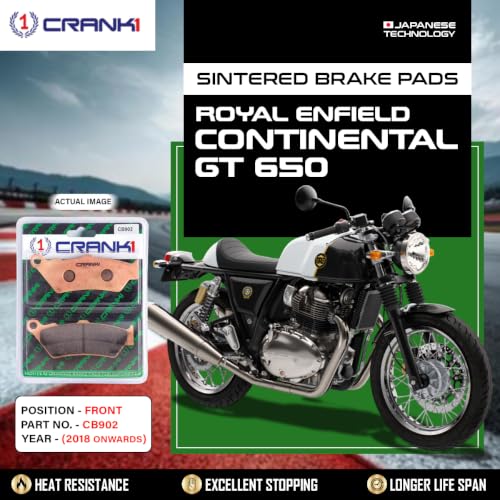 Image of Sintered Brake Pads Compatible For Royal Enfield Continental GT 650 (2018 Onwards) | Front | CB902 | 1 Set | High Performance | Superior Stopping Power | Heat Resistant | Long Life