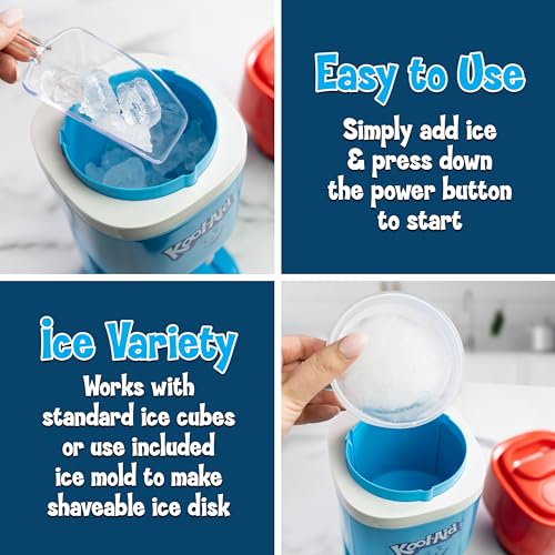 Image of Kool-Aid Electric Ice Shaver for Snow Cones & Frozen Drinks - Single Serve Machine with Stainless Steel Blades - Reusable Cone and Freezing Bowl Mold Included - Red, White & Blue