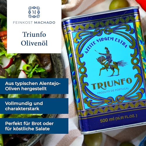 Feinkost Machado Olivenöl 3er Set – Probierset | Natives Olivenöl Extra aus Portugal (Triunfo, Santa Maria, Saloio) | Hochwertiges Olivenöl für Salate, Kochen, Braten & mediterrane Küche