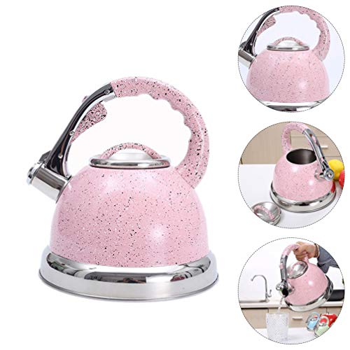 HEMOTON Chaleira de chá com assobio, chaleira de aço inoxidável 3,5 L para ferver água para folhas s