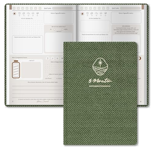 BIROYAL 5-minutowy dziennik dla dorosłych – dziennik wdzięczności, 192 strony, dziennik uważności na 5 do 6 minut dziennika, format A5 Gratitude Journal 2025-5 minutowy dziennik motywacyjny