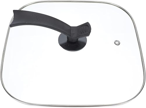 Miniatura 1 de Tapa de sartén eléctrica de hierro con tapa de vidrio templado, tapa cuadrada para sartenes, ollas, sartenes, sartenes, ollas, soporte de tapa de