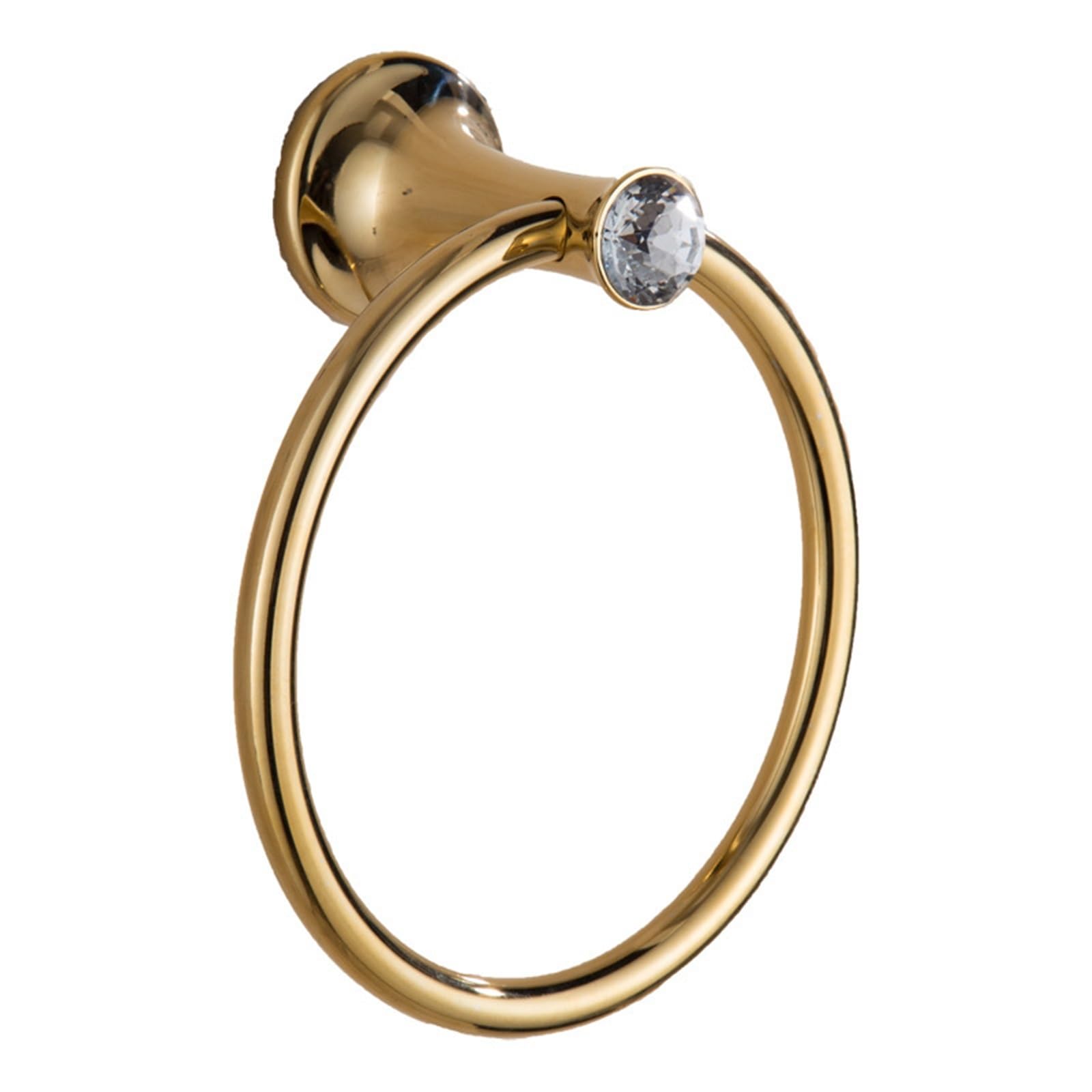 Towel Ring Gold Finish Stainless Steel Bathroom Towel Holder Wall-Mounted Round Rings Rack(Gold)