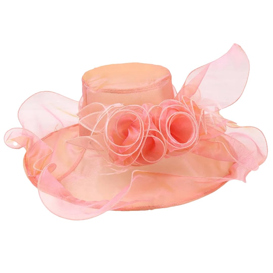 Yeuyyben Cappello da spiaggia da donna con visiera parasole a tesa larga in organza con design floreale sul mare cappello da sole da donna cappelli e berretti