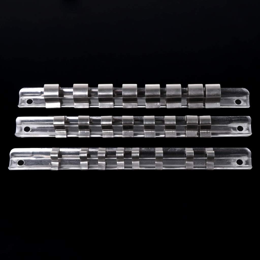 Feamos Socket Rack Holder with 8 Clips On Rail Tool Organizer Storage 3/8"