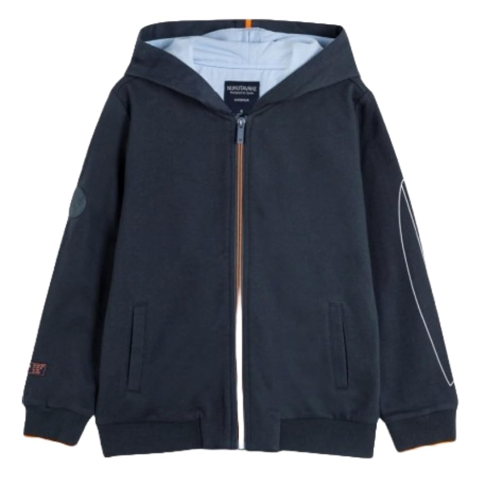 Sudadera Niño Niño Niño Nukutavake 6445 – Chaqueta con capucha, cremallera frontal, manga larga, estampado retro, look casual y deportivo – Tallas 10-16 años