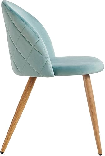 Miniatura 5 de FurnitureR Sillas de comedor comerciales escandinavas, sillas laterales modernas de terciopelo con patas de metal para sala de estar, aguamarina