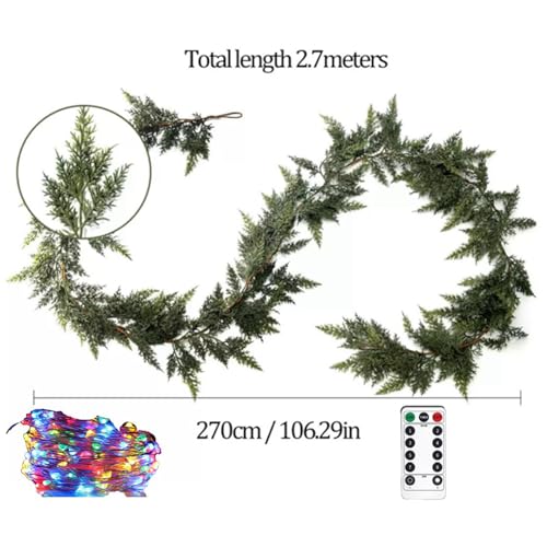 Guirlande de Noël avec lumières intégrées en cèdre sans perte d'aiguilles - 6