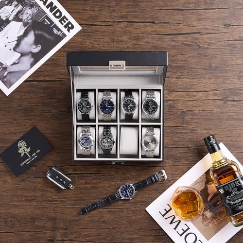 Image of ProCase Watch Box, 8 Slot Mens Watch Display Case, Black