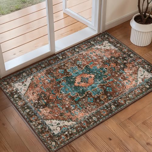 Ciicool Washable Vintage Area Rug, 2x3ft Small Boho Rug, Ultra Soft Rugs for Entryway, Non-Slip...