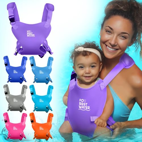 FOR REST WATER Portabebés ergonómico de neopreno de alta calidad para diversión cálida y segura en el agua y la tierra (4-24 meses) - Arnés ajustable para bebés y niños pequeños - Portabebés de verano