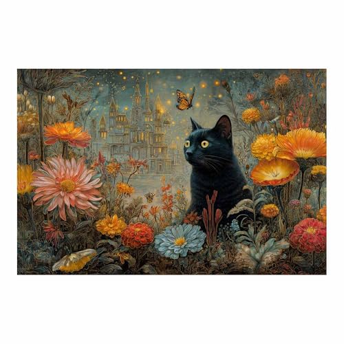 Toile murale vintage chat mignon DunPei impression d'art multicolore 50x70cm